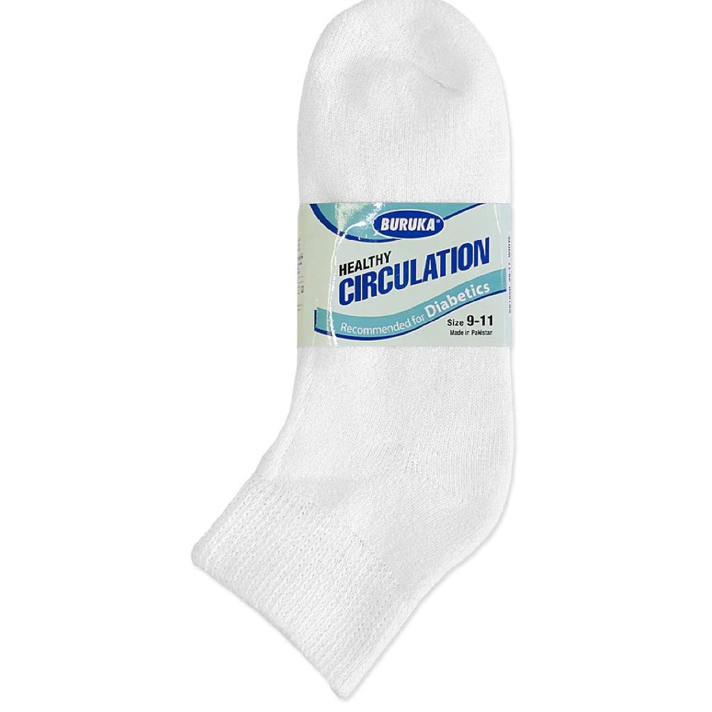 Men's Diabetic Socks -White Quarter Socks Ankle Socks - Set Of 3 Pairs